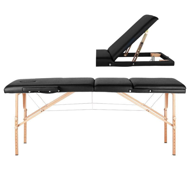 Table pliante en bois pour tatouage Komfort 3 segments noire