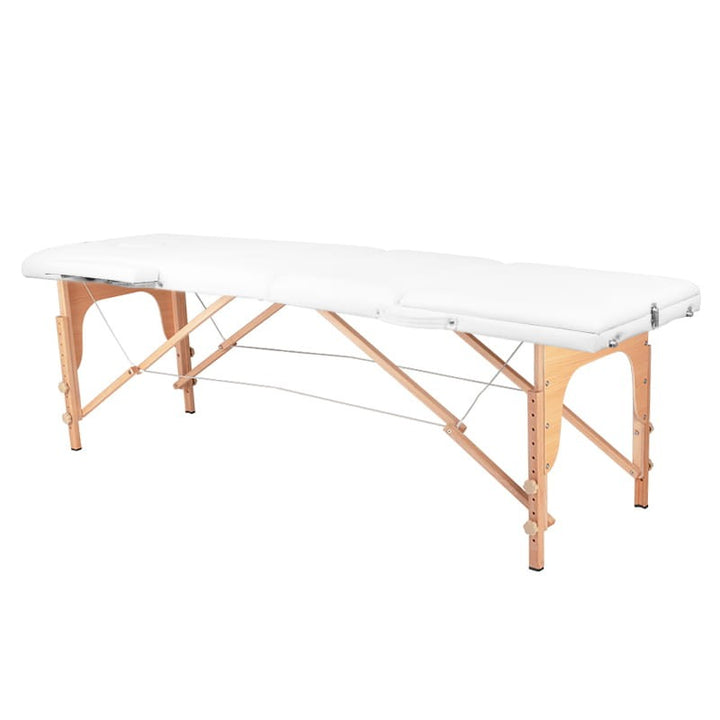 Mesa plegable de tatuaje de madera Komfort 3 segmentos blanca