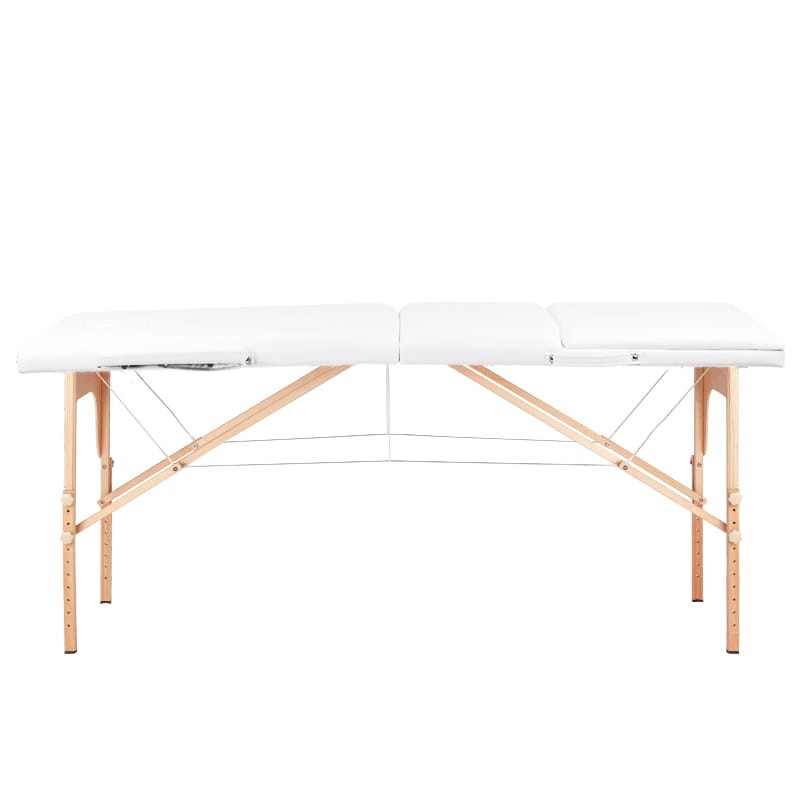 Mesa plegable de tatuaje de madera Komfort 3 segmentos blanca