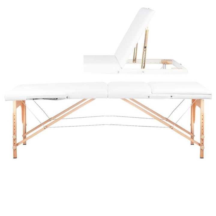 Mesa plegable de tatuaje de madera Komfort 3 segmentos blanca
